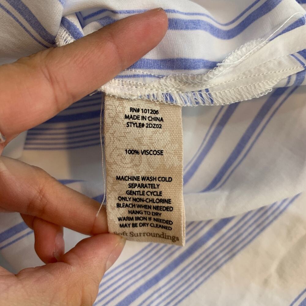Soft Surroundings Shirt Womens S Small White Blue Ladson Striped Oversized Tunic - Picture 8 of 11